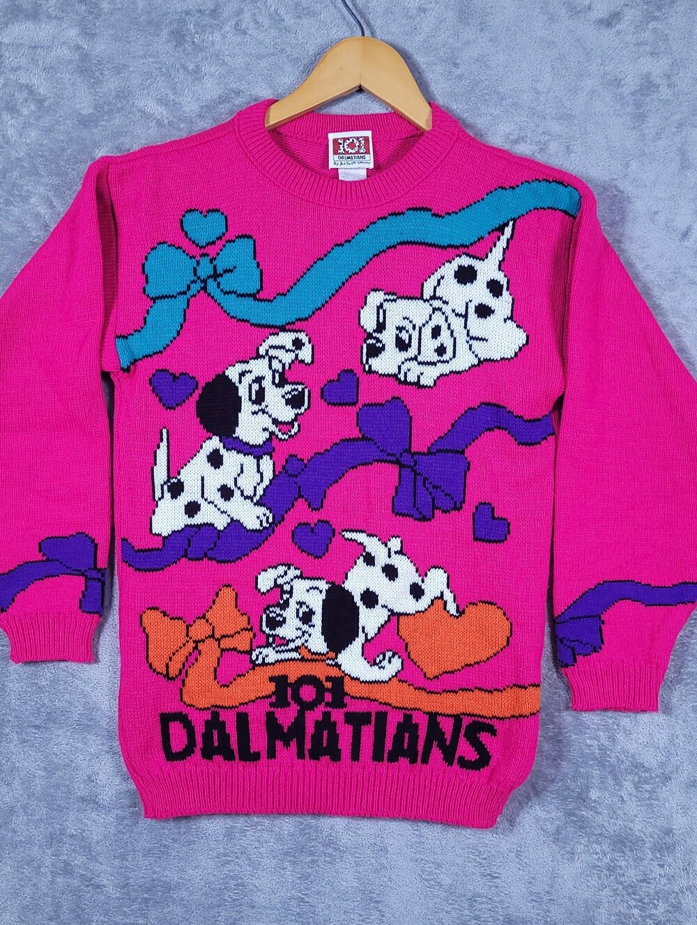 Vintage 101 Dalmations Pink Sweater 90s Disney Girls Size Medium 10-12 Jet Set